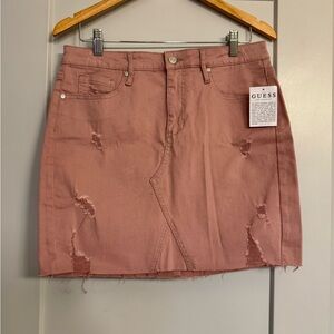 Guess Women's Mauve/Dusty Rose Distressed Mini Skirt